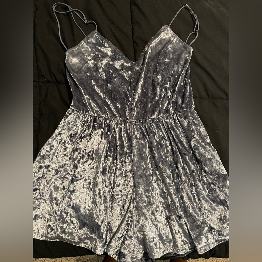 Light purple bluish velvet romper